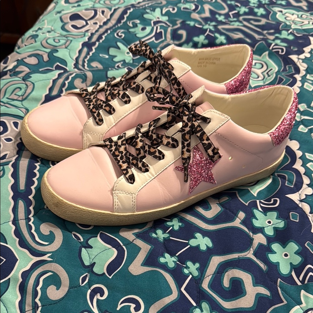 Stylish Pink Glitter Star Sneakers